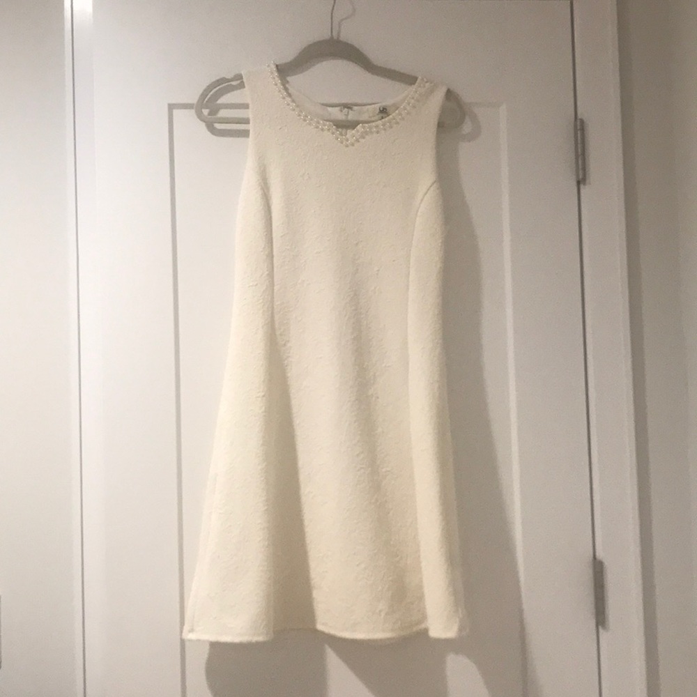 Ya Los Angeles white dress with pearl neckline